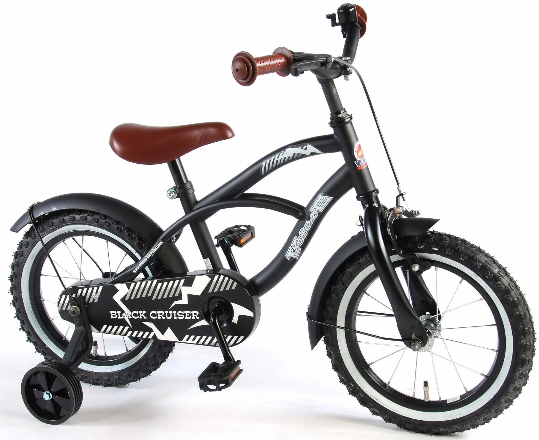 Volare Black Cruiser 14" Drengecykel Med Støttehjul